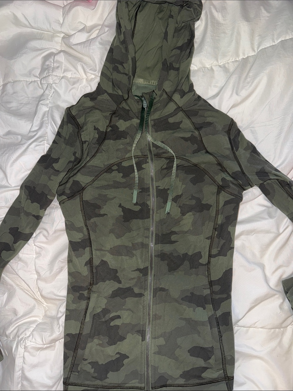 lululemon athletica Camo Zip-Up Hoodie in Olive Green and Dark Green